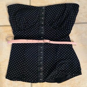 LE CHATEAU black with white polka dots tube top for women size small